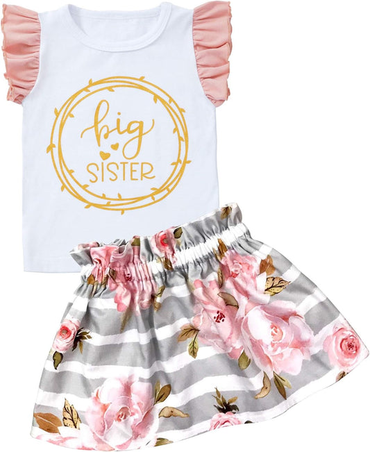 Newborn Baby Girl Clothes Rainbow Romper Short Sets Infant Girl Summer Little Sister Outfits 3PC